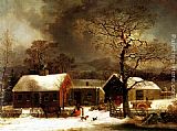 George Henry Durrie Winter Scene in New Haven painting